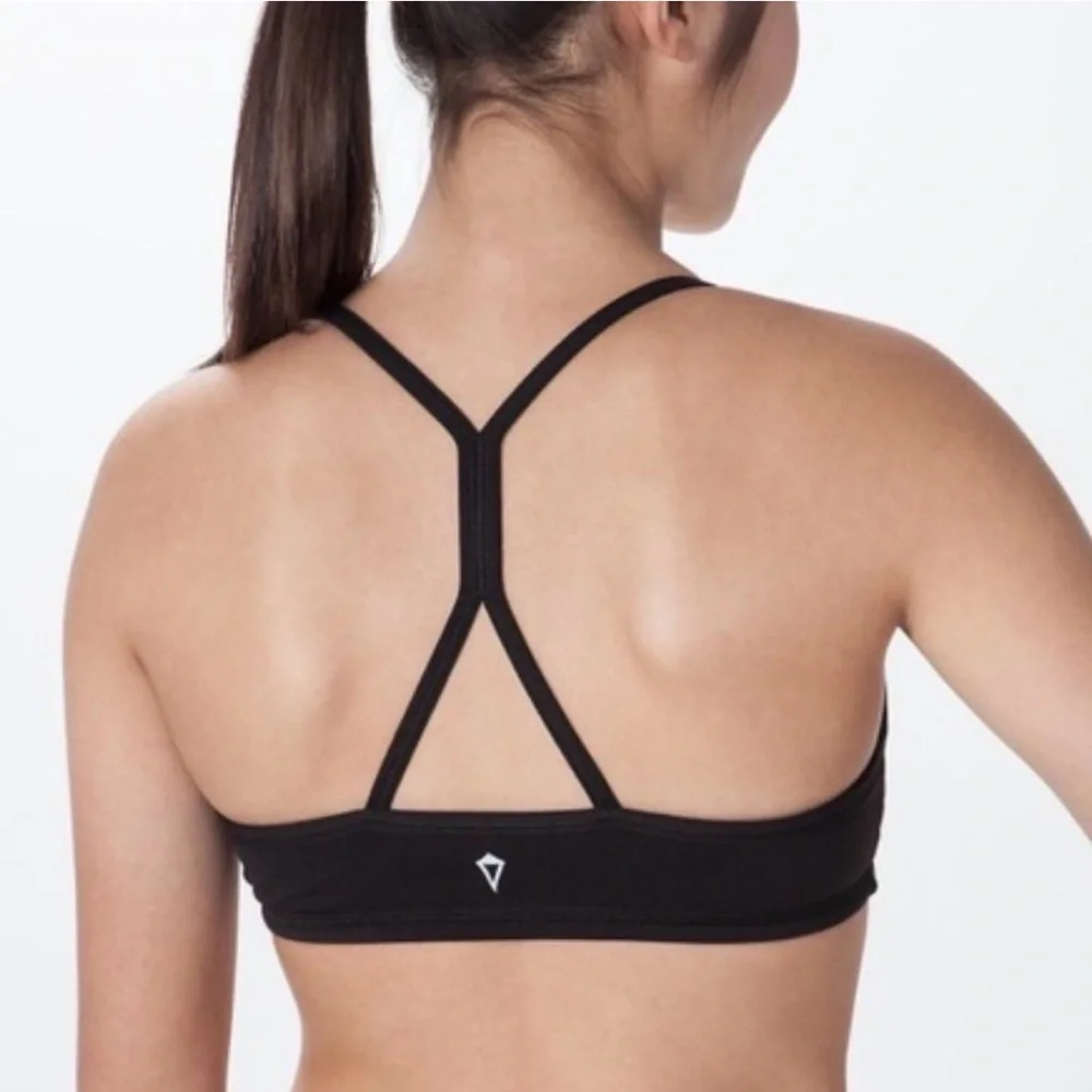 Ivivva Lululemon Drill Sports Bra Girls Size 8 Black T Back Workout Dance Cheer